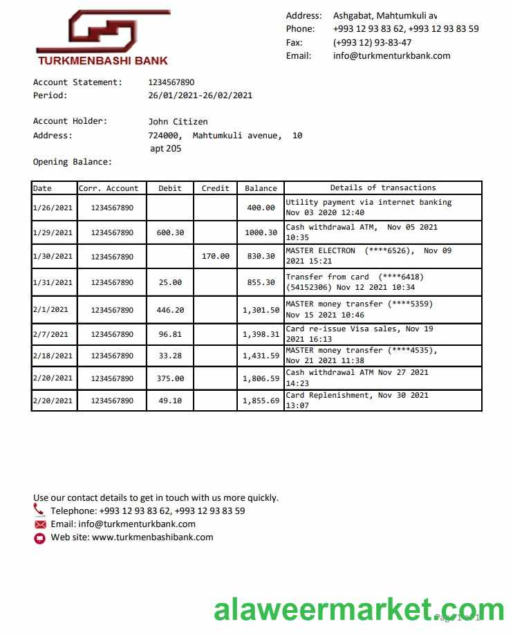 Turkmenistan Turkmenbashi bank excel pdf